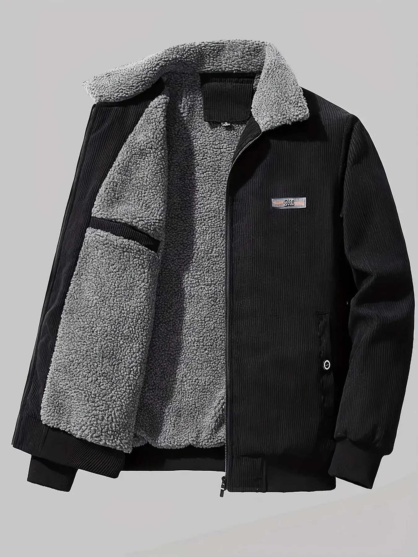 Men's Casual Retro Long Sleeve Warm Jacket with Label Patch | Ideal for Autumn/Winter
