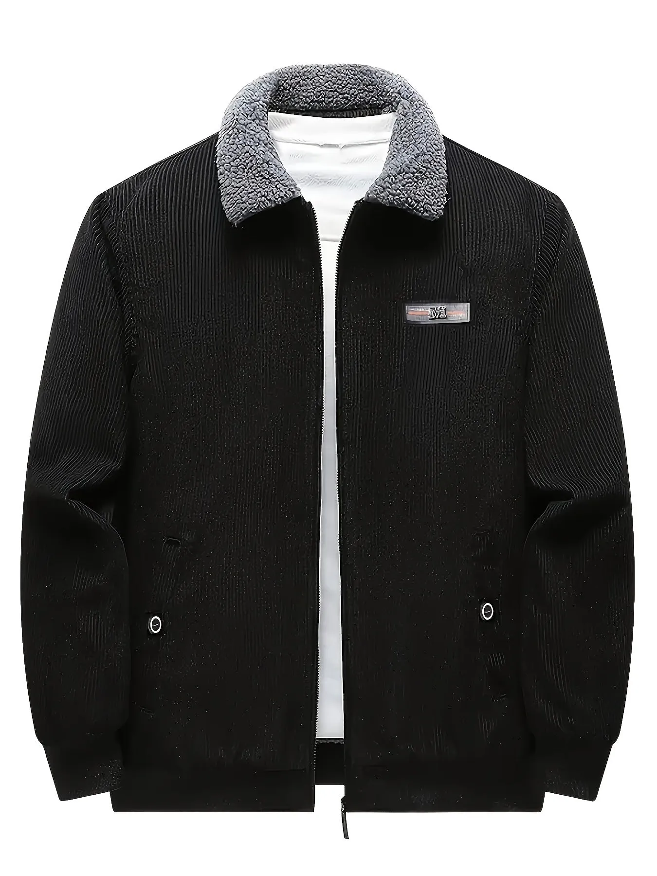 Men's Casual Retro Long Sleeve Warm Jacket with Label Patch | Ideal for Autumn/Winter
