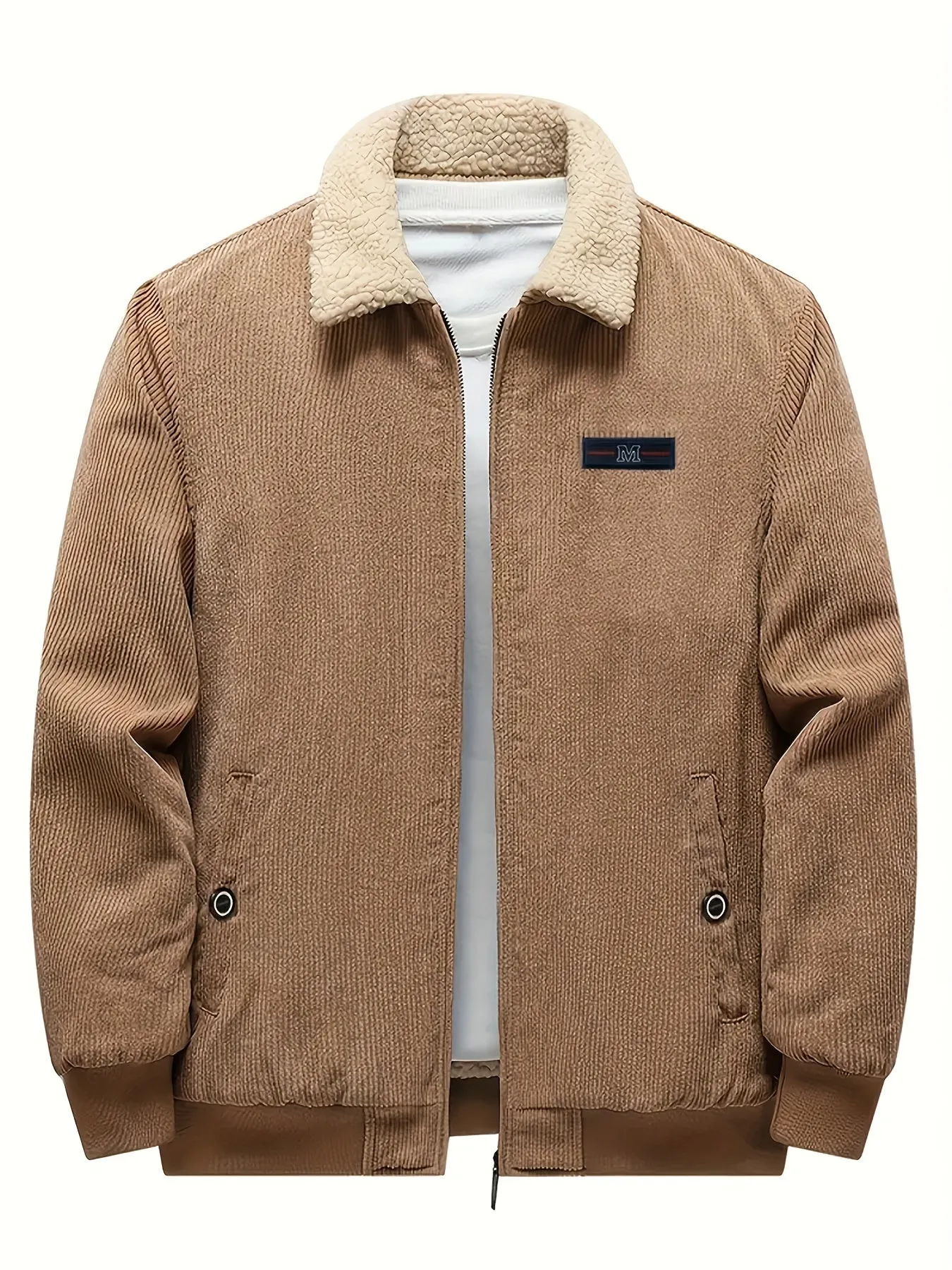 Men's Casual Retro Long Sleeve Warm Jacket with Label Patch | Ideal for Autumn/Winter