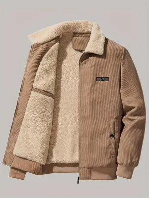 Men's Casual Retro Long Sleeve Warm Jacket with Label Patch | Ideal for Autumn/Winter