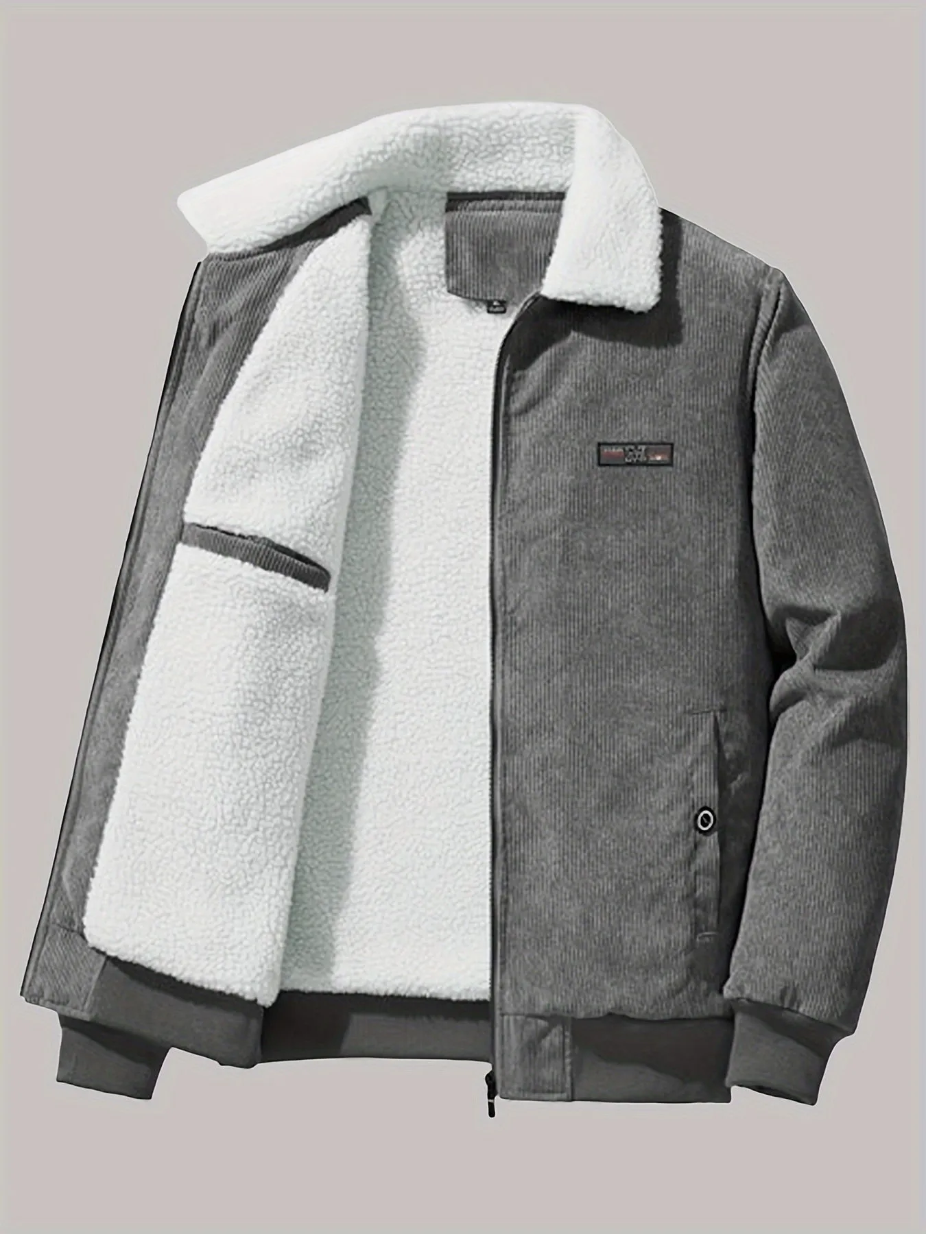 Men's Casual Retro Long Sleeve Warm Jacket with Label Patch | Ideal for Autumn/Winter