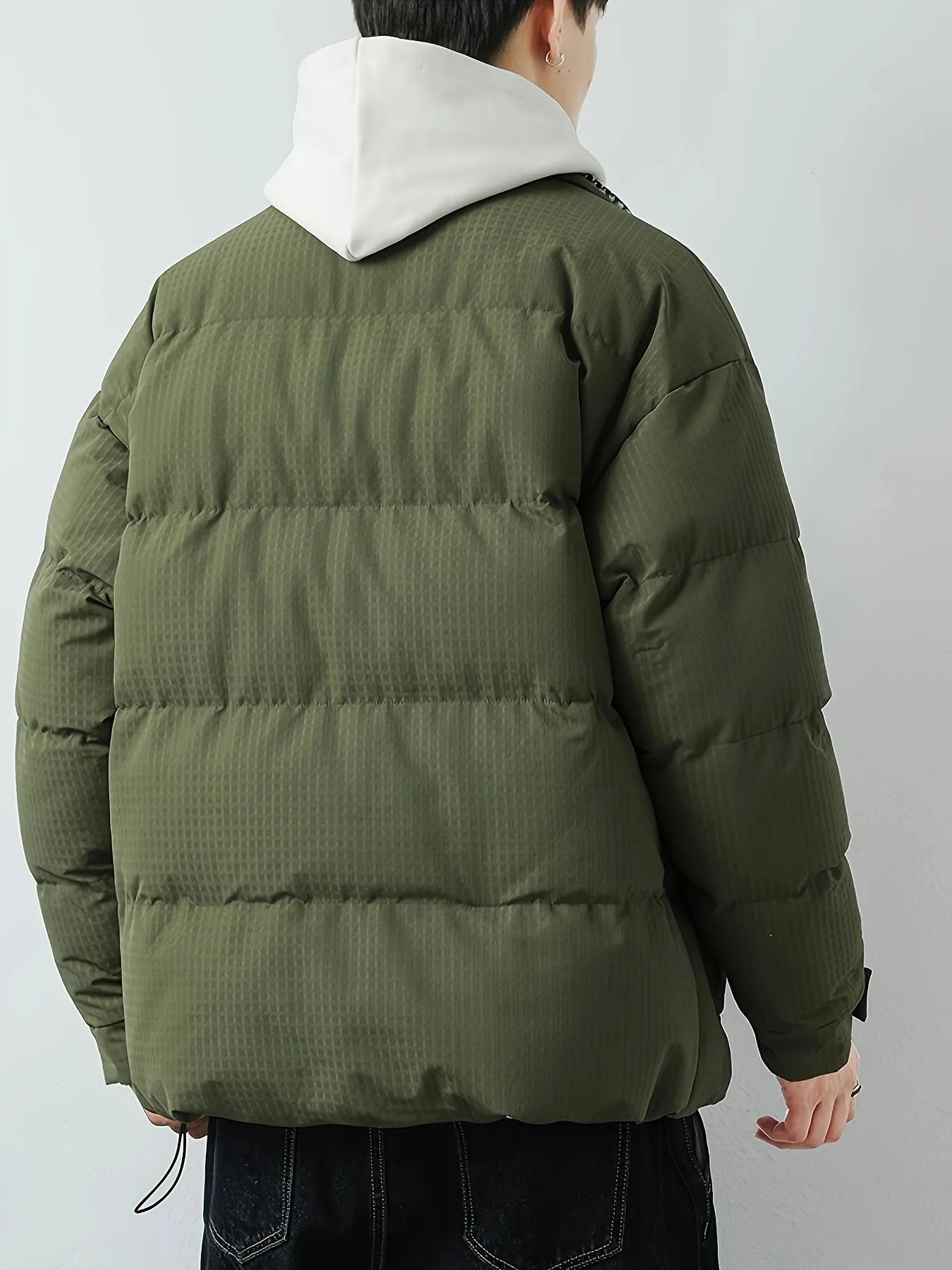 Men's Casual Stylish Faux Down Winter Jacket with Band Collar and Padding | Ideal for Autumn/Winter