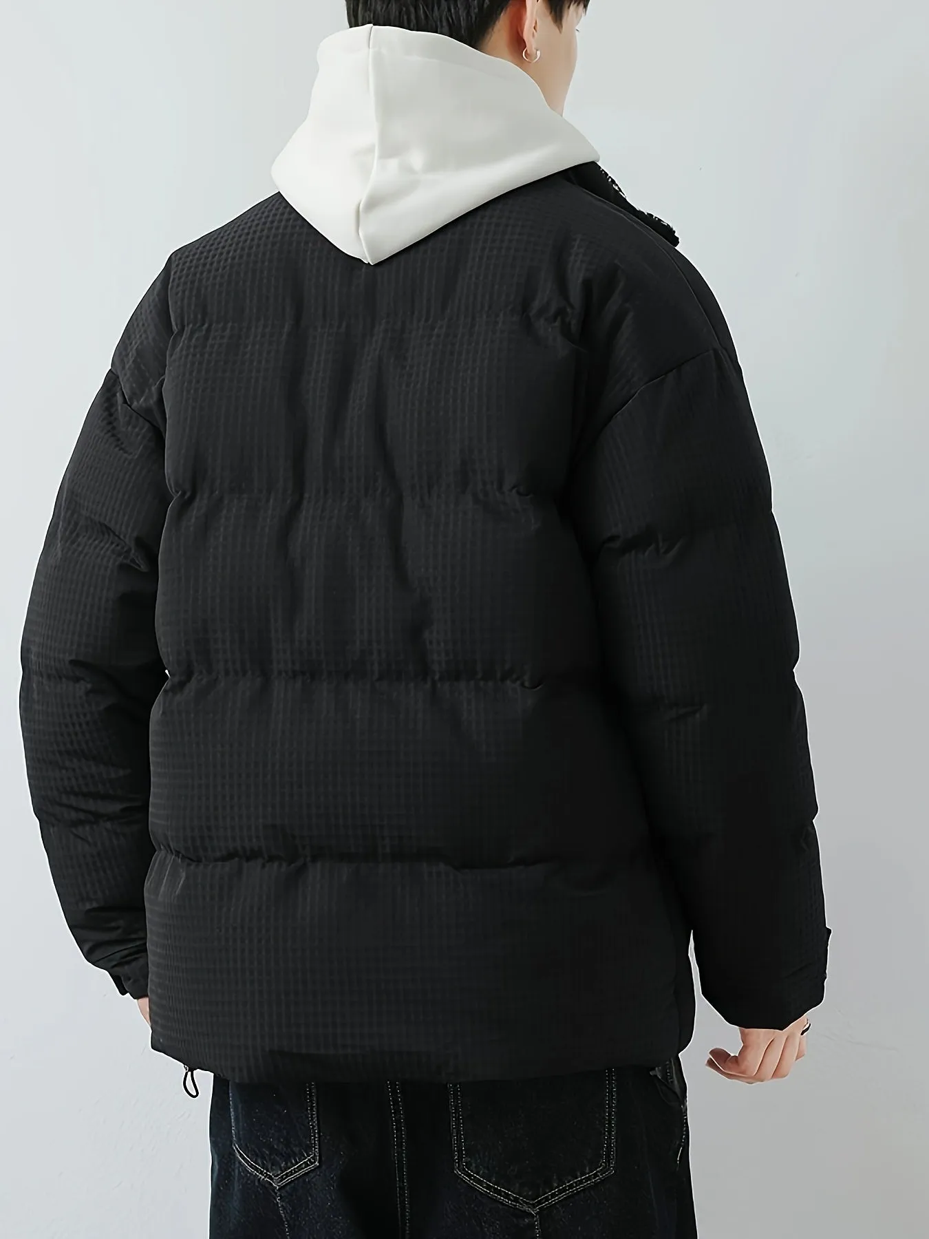 Men's Casual Stylish Faux Down Winter Jacket with Band Collar and Padding | Ideal for Autumn/Winter