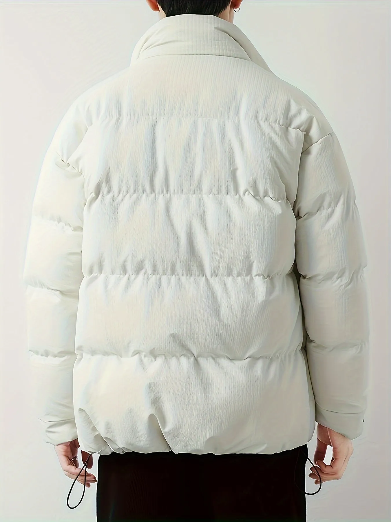 Men's Casual Stylish Faux Down Winter Jacket with Band Collar and Padding | Ideal for Autumn/Winter