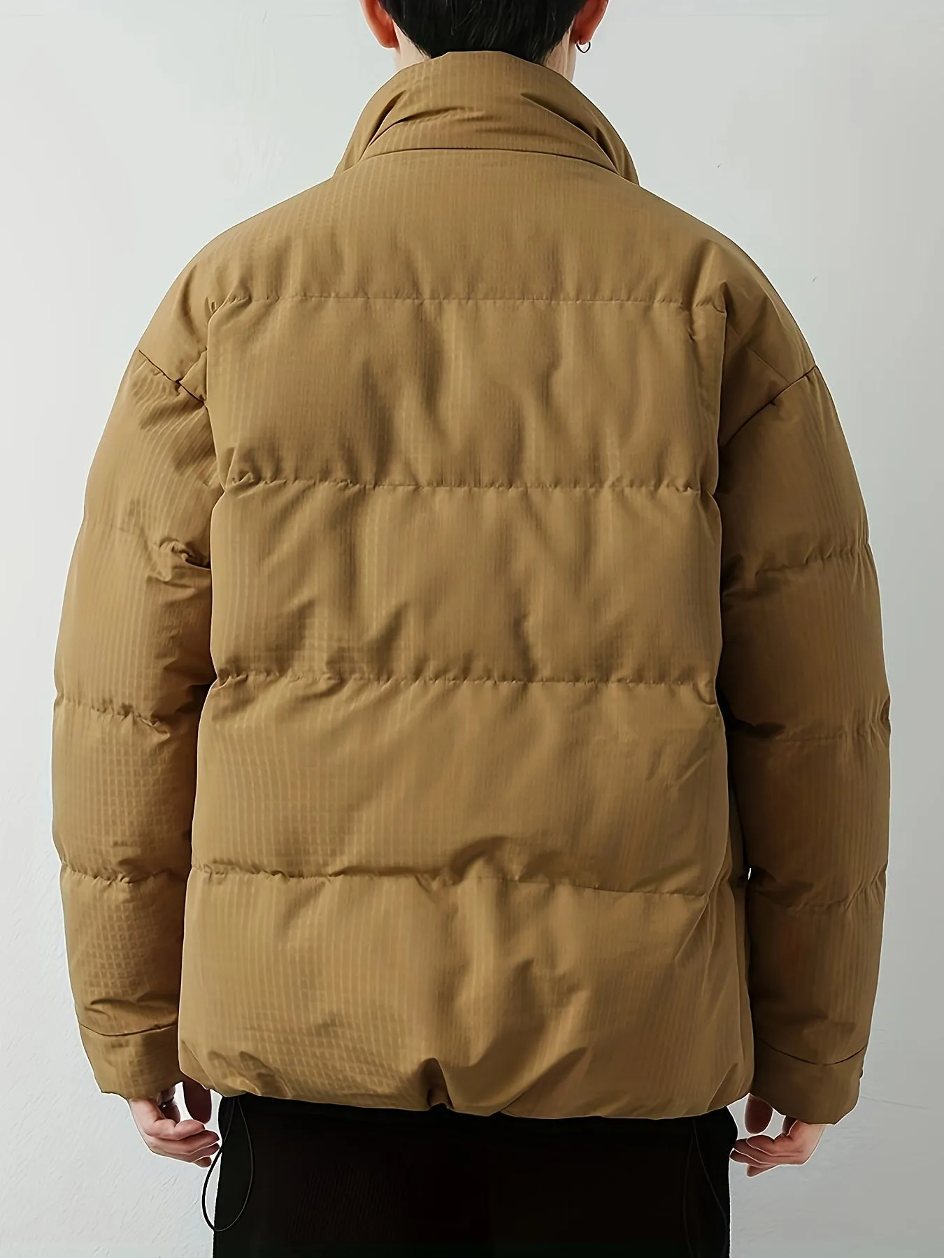 Men's Casual Stylish Faux Down Winter Jacket with Band Collar and Padding | Ideal for Autumn/Winter