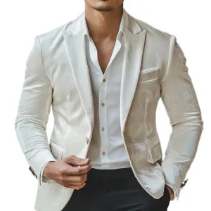 Men's Classic Casual Single-Breasted Slim Fit Velvet Blazer 81402860K