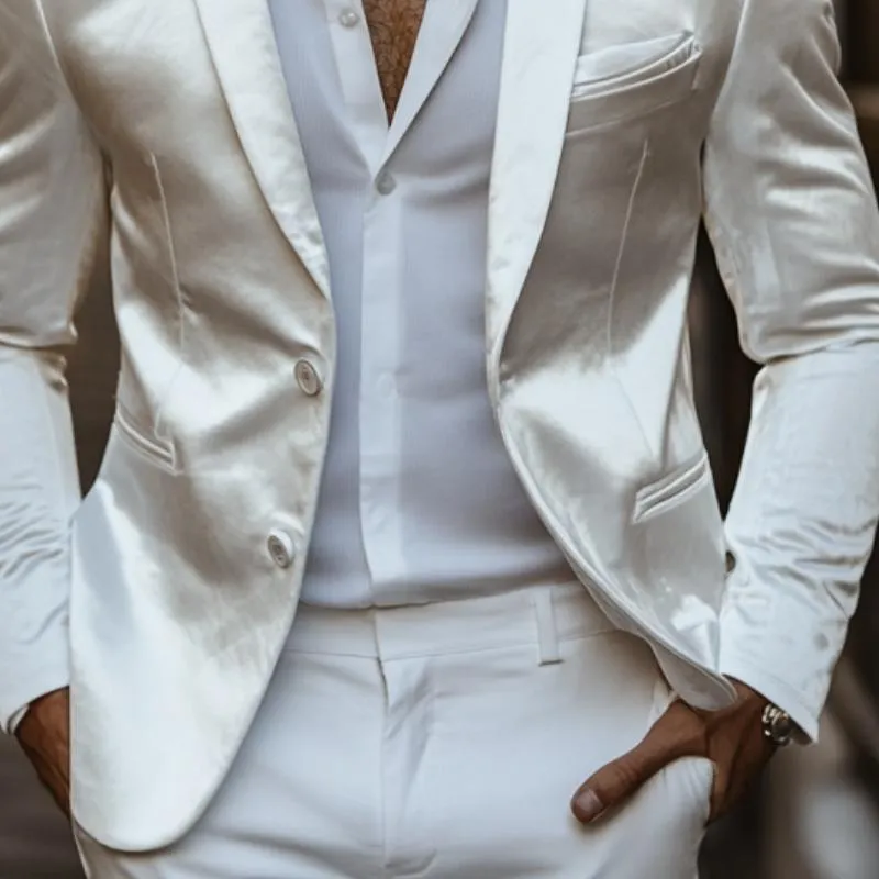 Men's Classic Casual Slim Fit Solid Color Satin Blazer 11226579K