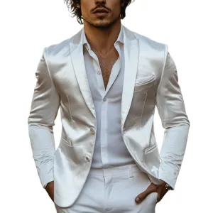 Men's Classic Casual Slim Fit Solid Color Satin Blazer 11226579K