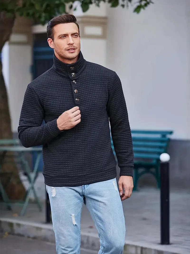 Men's Elegant Waffle Knit Roll Neck Jumper | Ideal for Autumn/Winter