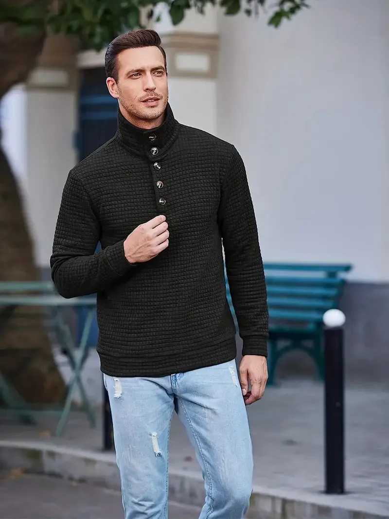 Men's Elegant Waffle Knit Roll Neck Jumper | Ideal for Autumn/Winter