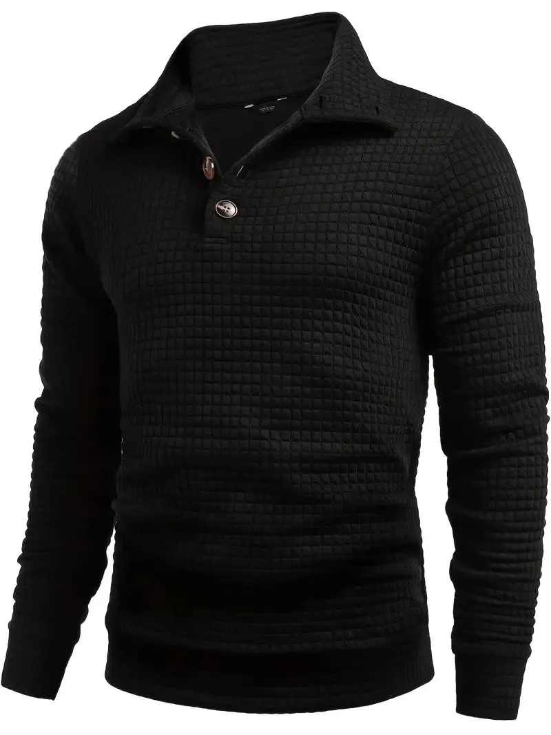 Men's Elegant Waffle Knit Roll Neck Jumper | Ideal for Autumn/Winter