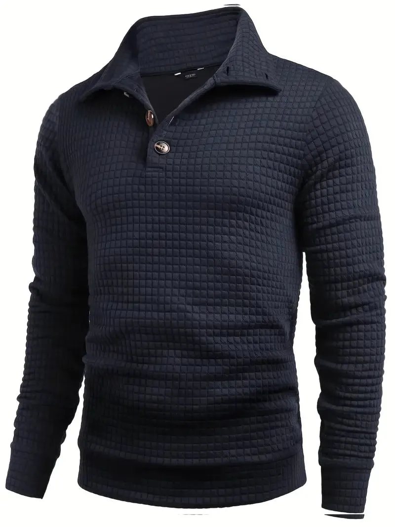 Men's Elegant Waffle Knit Roll Neck Jumper | Ideal for Autumn/Winter