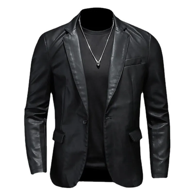 Men's Single Breasted Leather Blazer 31439174X