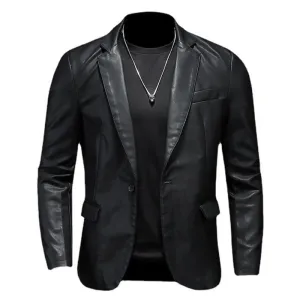 Men's Single Breasted Leather Blazer 31439174X