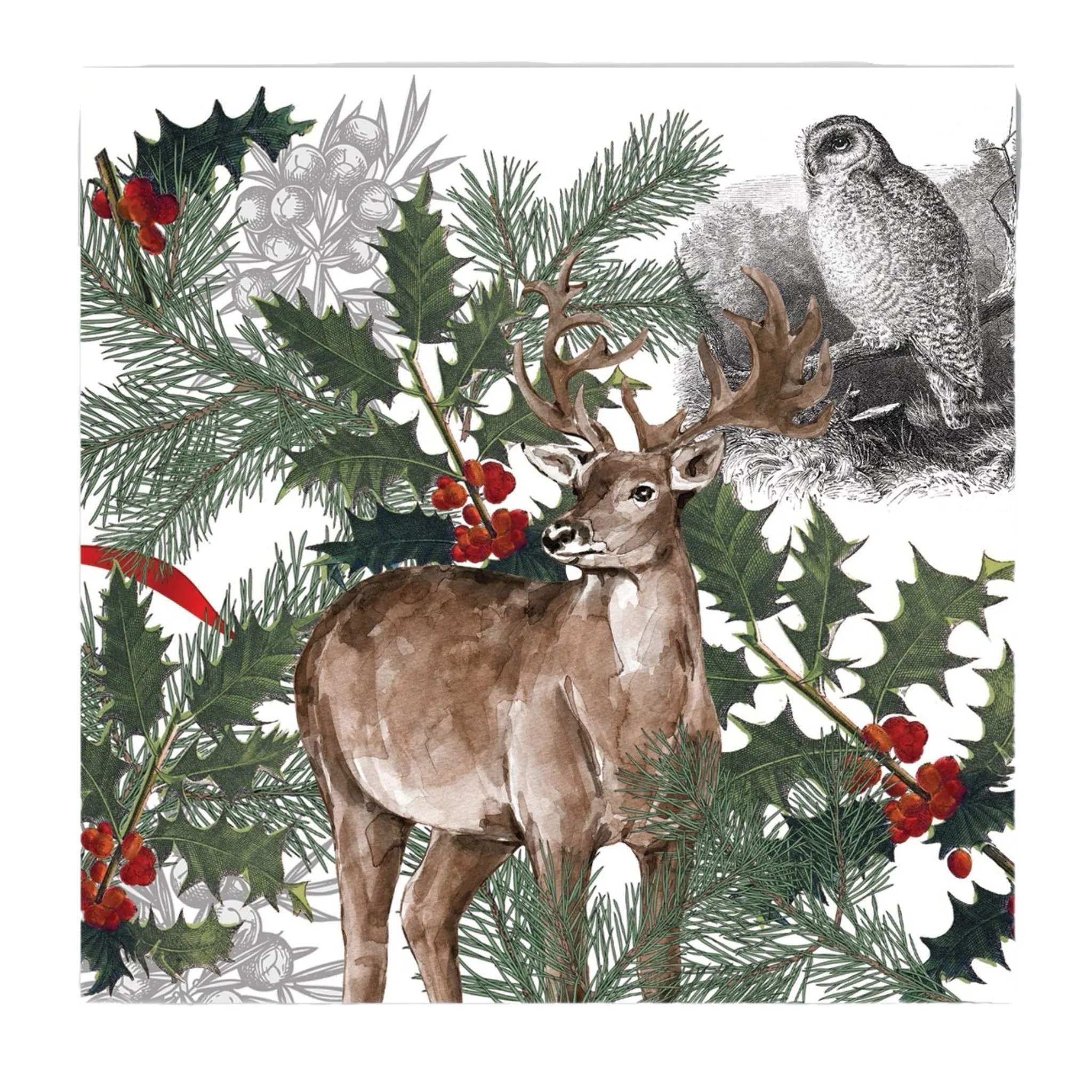 Michel Design Works Cocktail Napkin: Winter Woodland