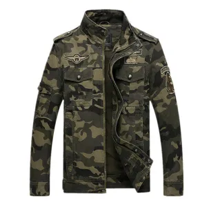 Military Zipper Camouflage Printed Cotton Jacket