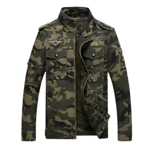 Military Zipper Camouflage Printed Cotton Jacket