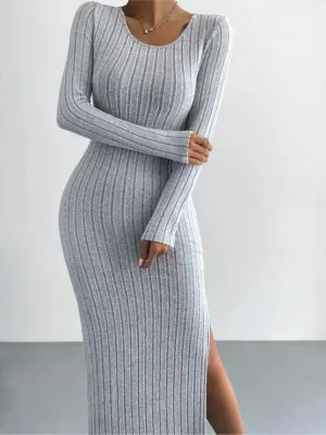 Mirella - Sleek Slit Knit Dress for Women