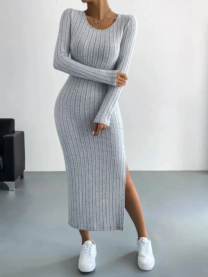 Mirella - Sleek Slit Knit Dress for Women