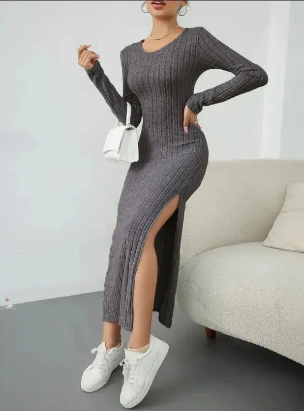 Mirella - Sleek Slit Knit Dress for Women