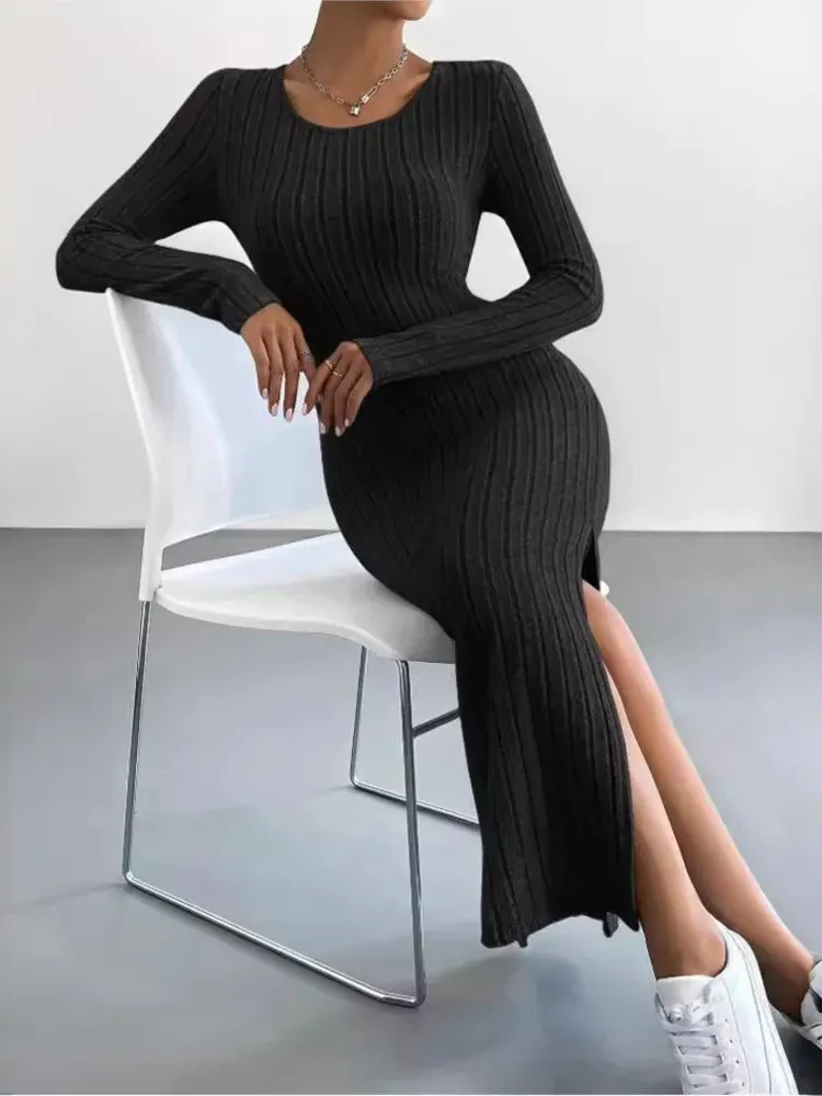 Mirella - Sleek Slit Knit Dress for Women