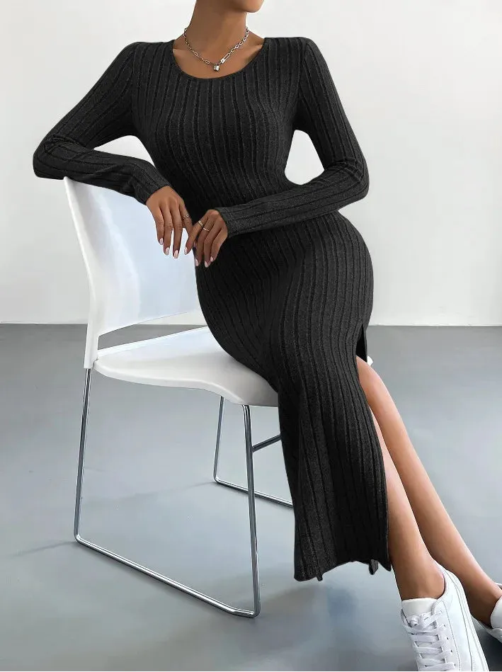 Mirella - Sleek Slit Knit Dress for Women