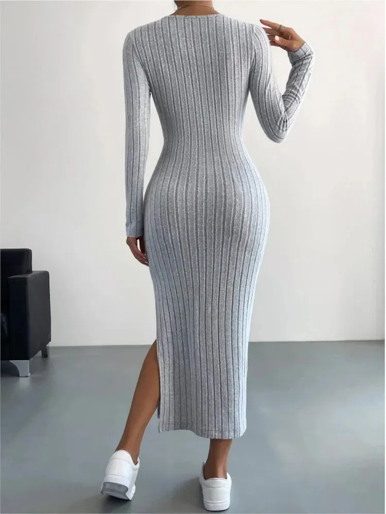 Mirella - Sleek Slit Knit Dress for Women