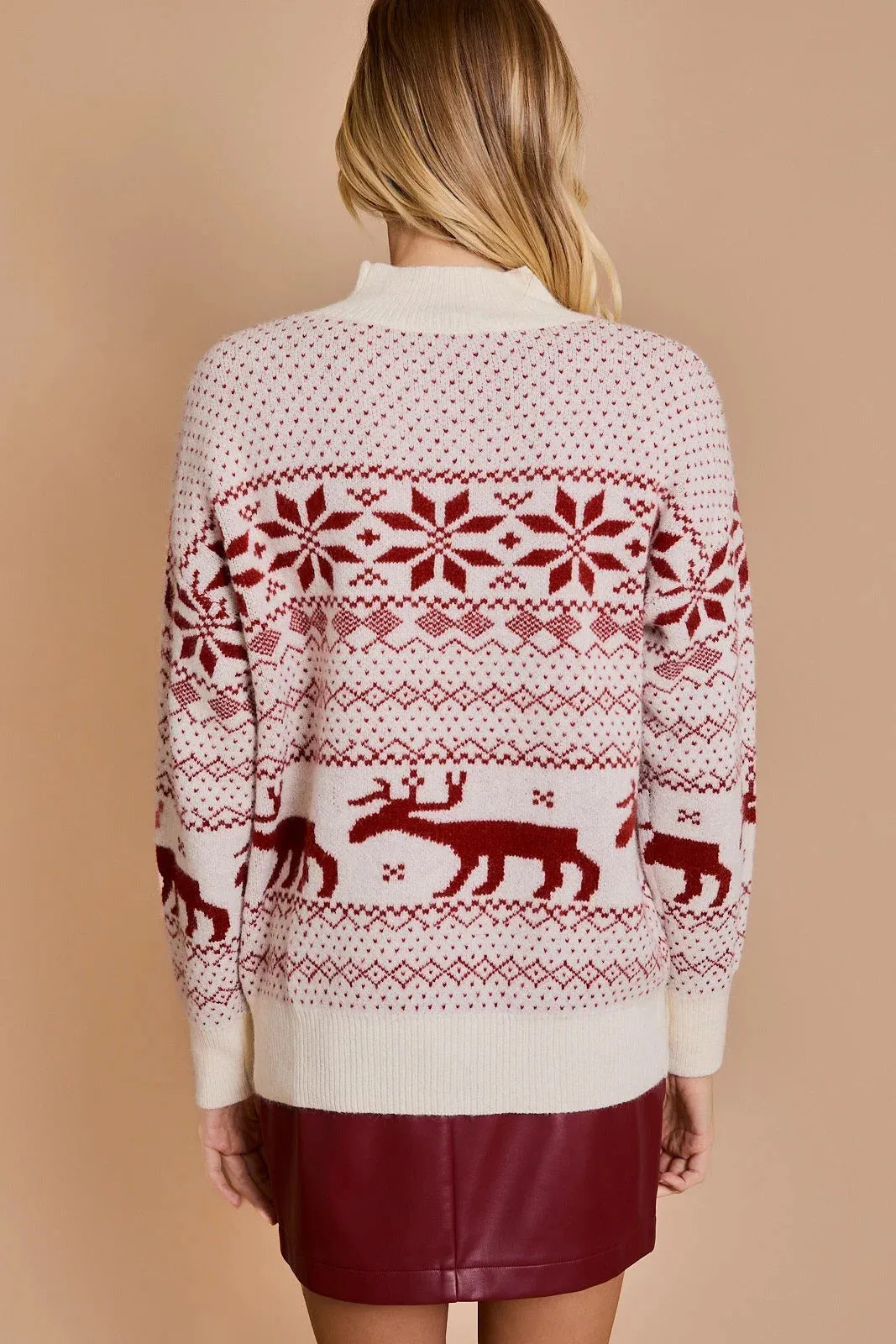 MOCK NECK LONG SLEEVE CHRISTMAS SWEATER