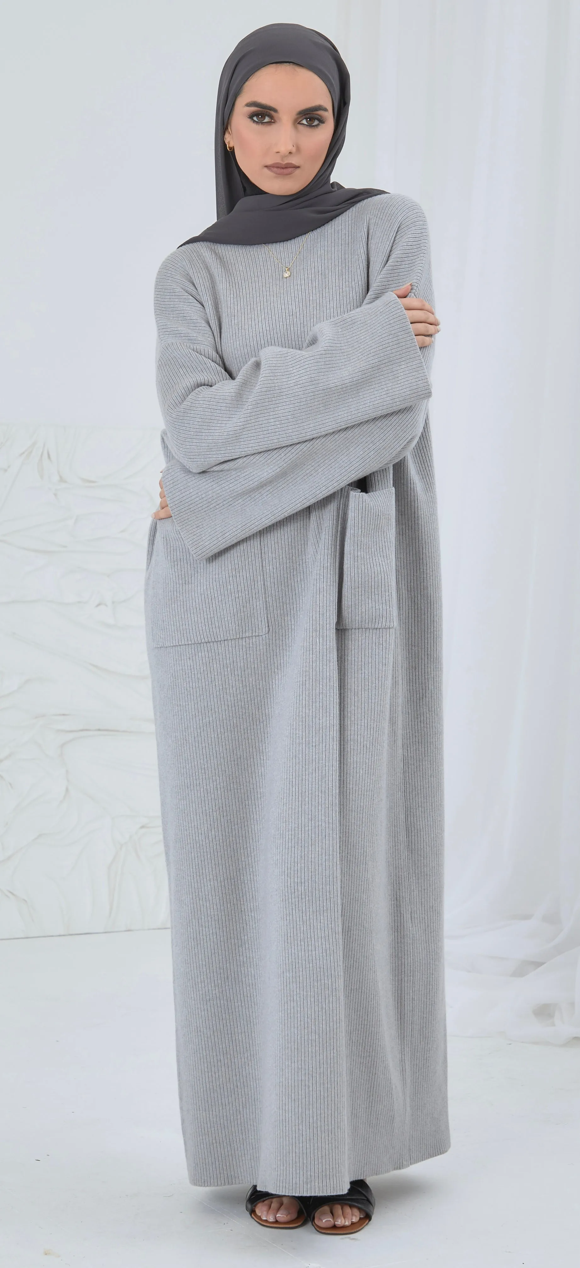 Modest Jumper Dress - Grey