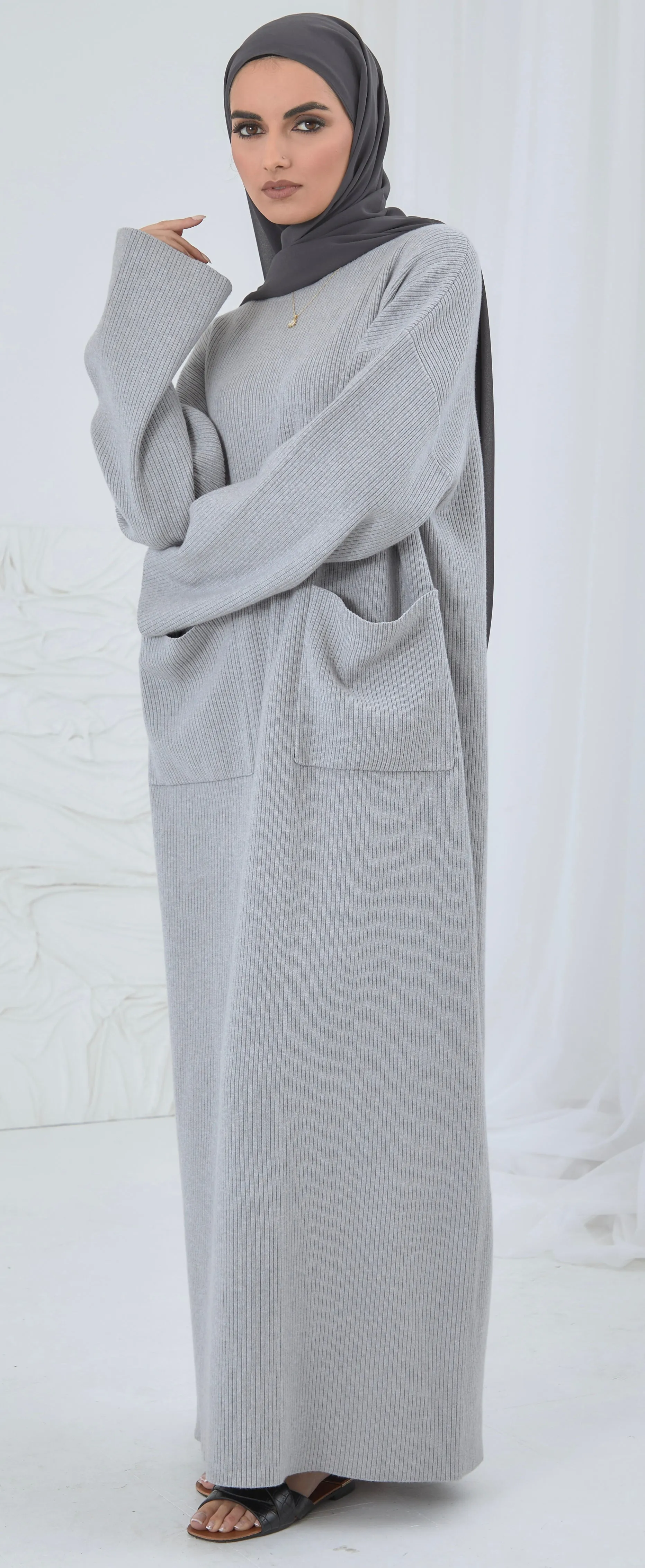 Modest Jumper Dress - Grey