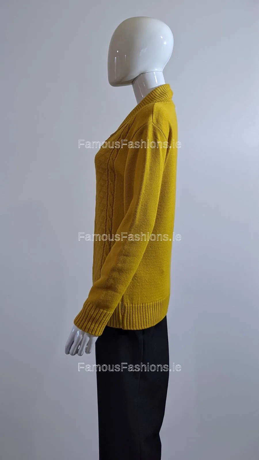 Mustard Four Button Cable Knit Jumper