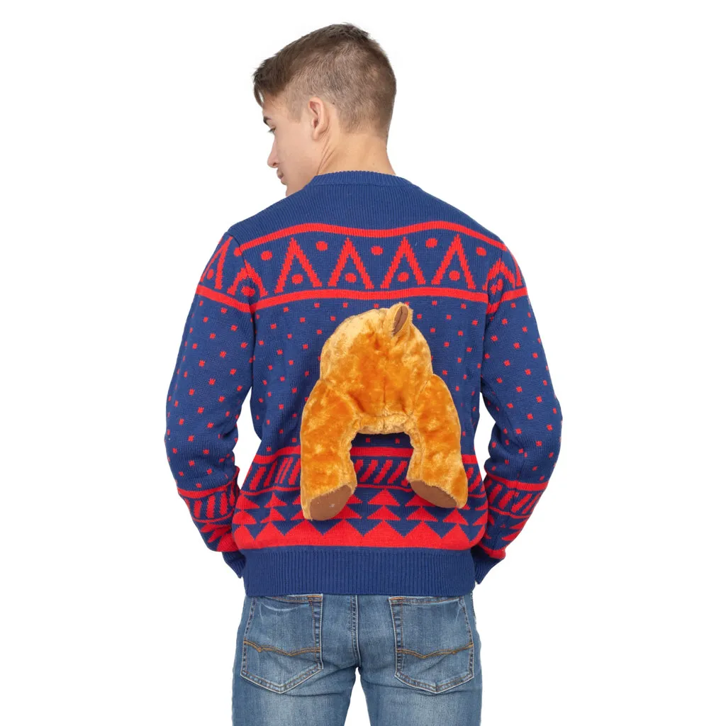 Navy 3D Moose Ugly Christmas Sweater JulesRoche Unisex