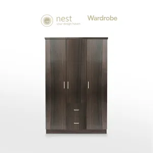 NEST DESIGN LAB Premium Wardrobe 3Doors & 2Drawers - Wenge