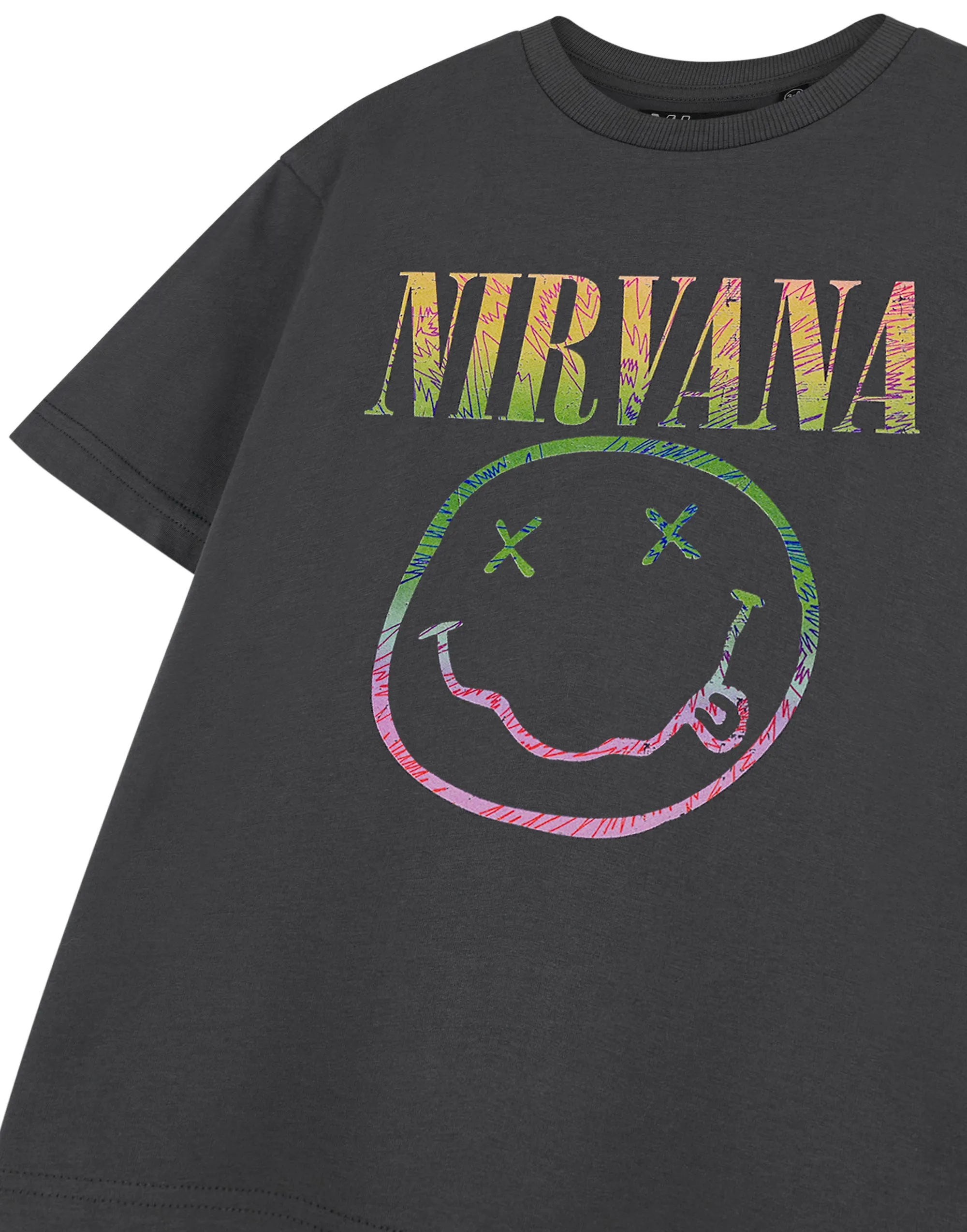 Nirvana Rainbow Logo Kids Unisex Kids Grey Short Sleeved T-Shirt