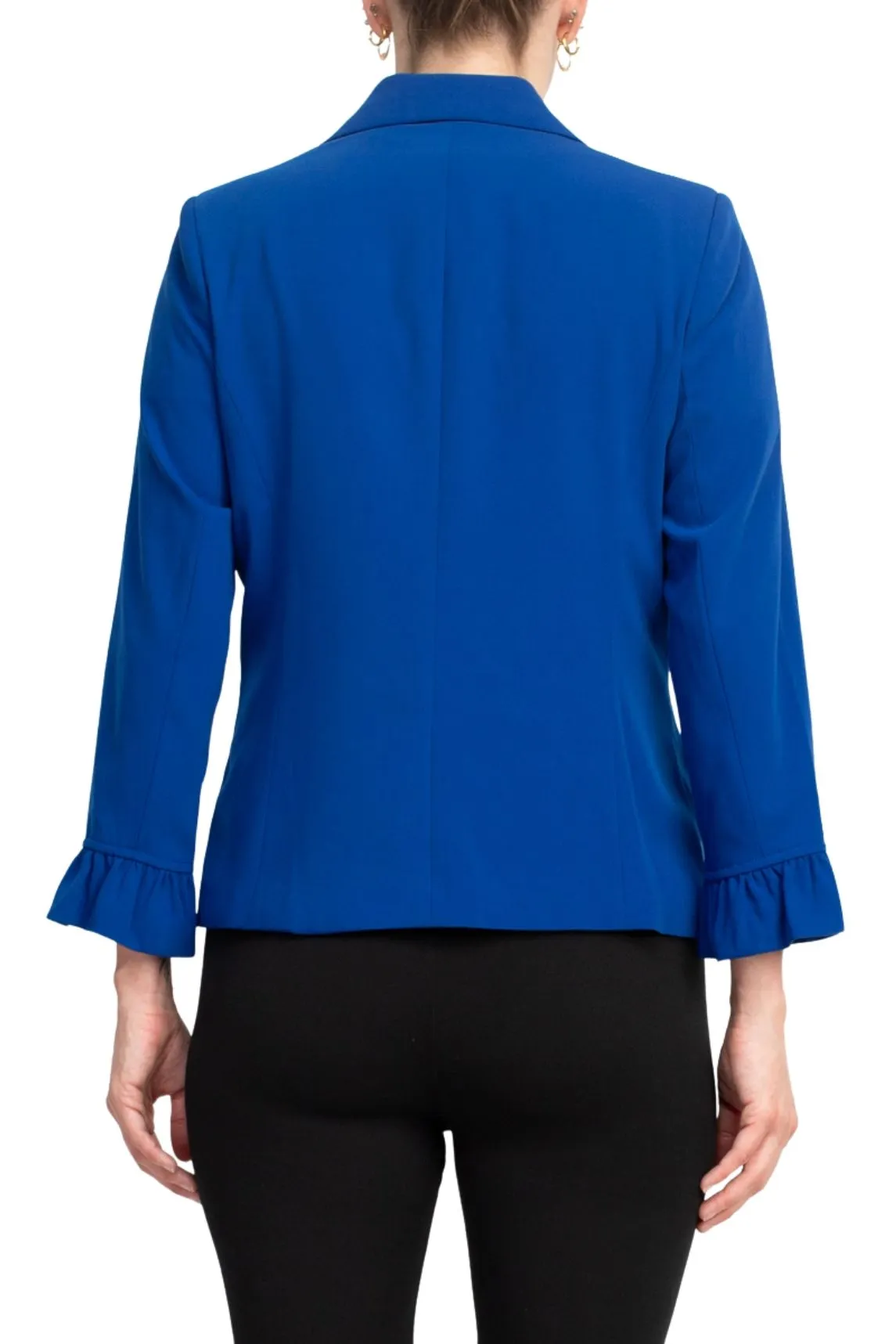 Peace of Cloth one button ruffle sleeve blazer