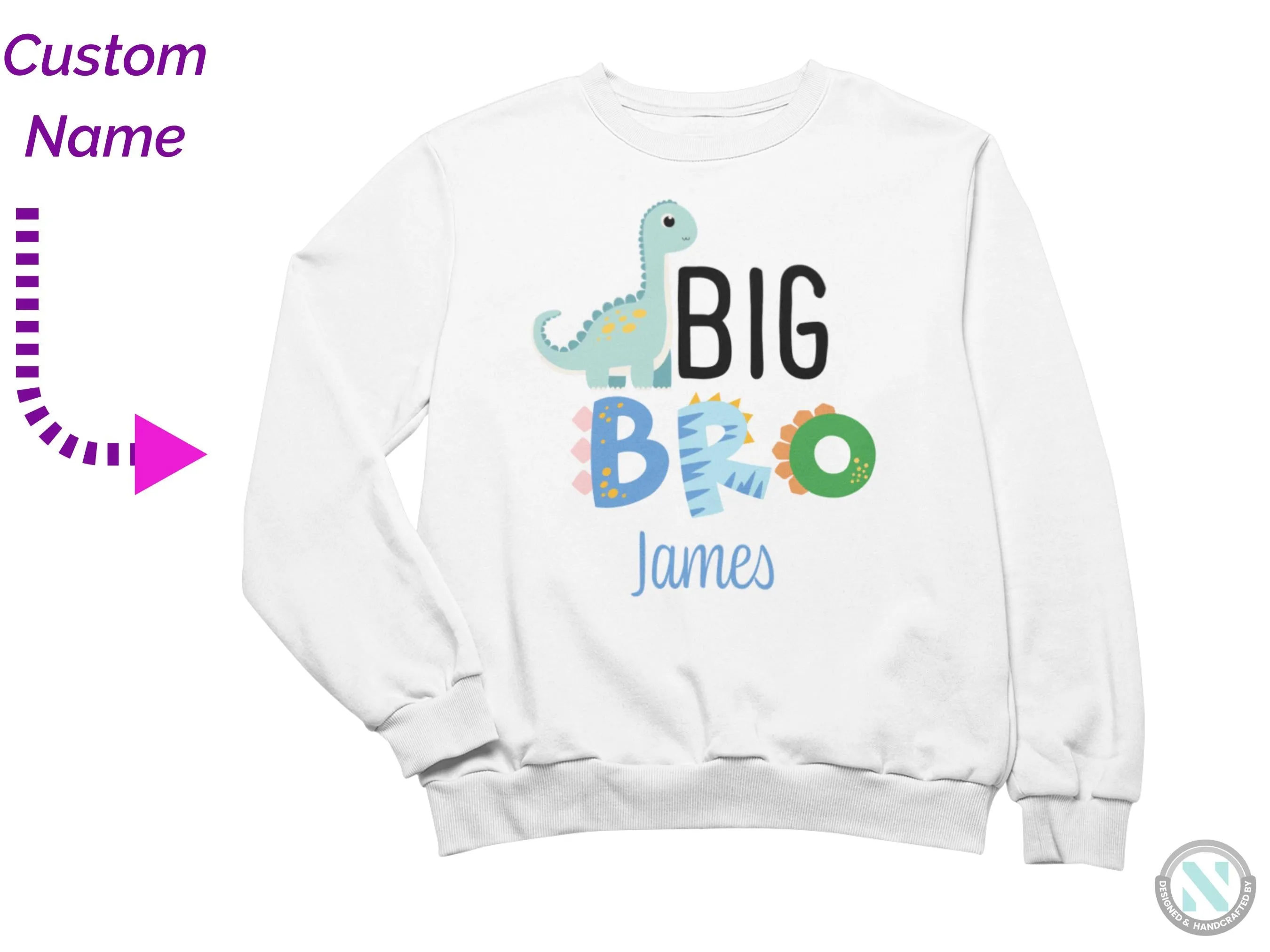 Personalized Long Sleeve Sweatshirt for Toddler Boys, Big Bro Text