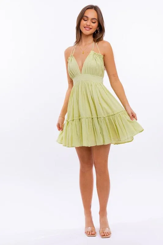 Pick Me Up Halter Neck Babydoll Mini Dress - 2 Colors