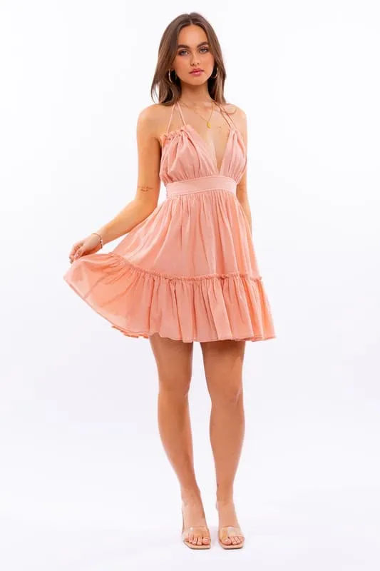 Pick Me Up Halter Neck Babydoll Mini Dress - 2 Colors