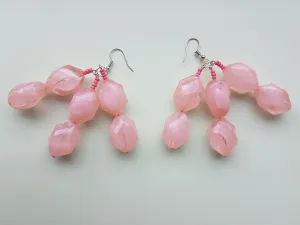 Pink Chunky Bead Dangle Earrings