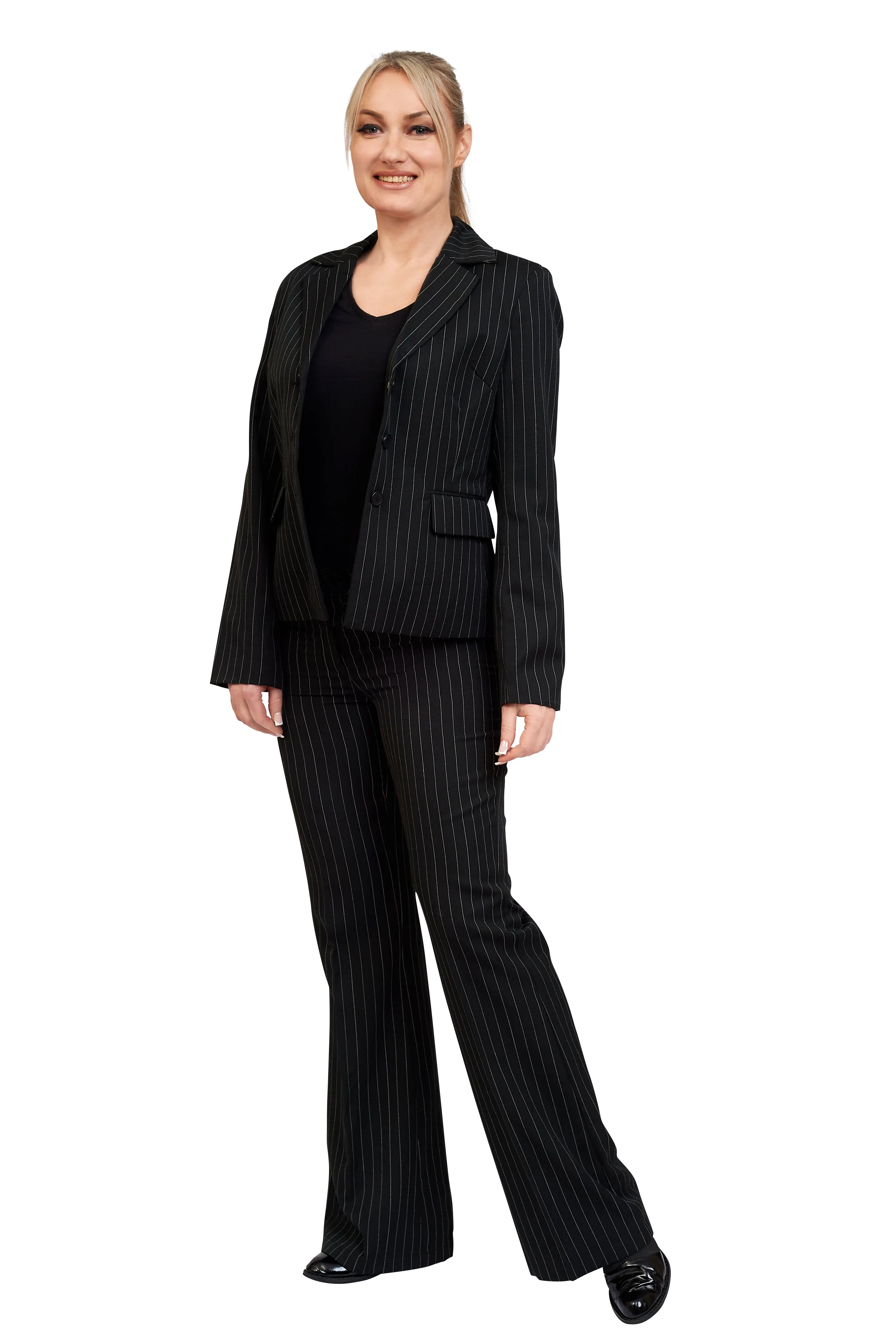 Pinstripe Trousers in Black