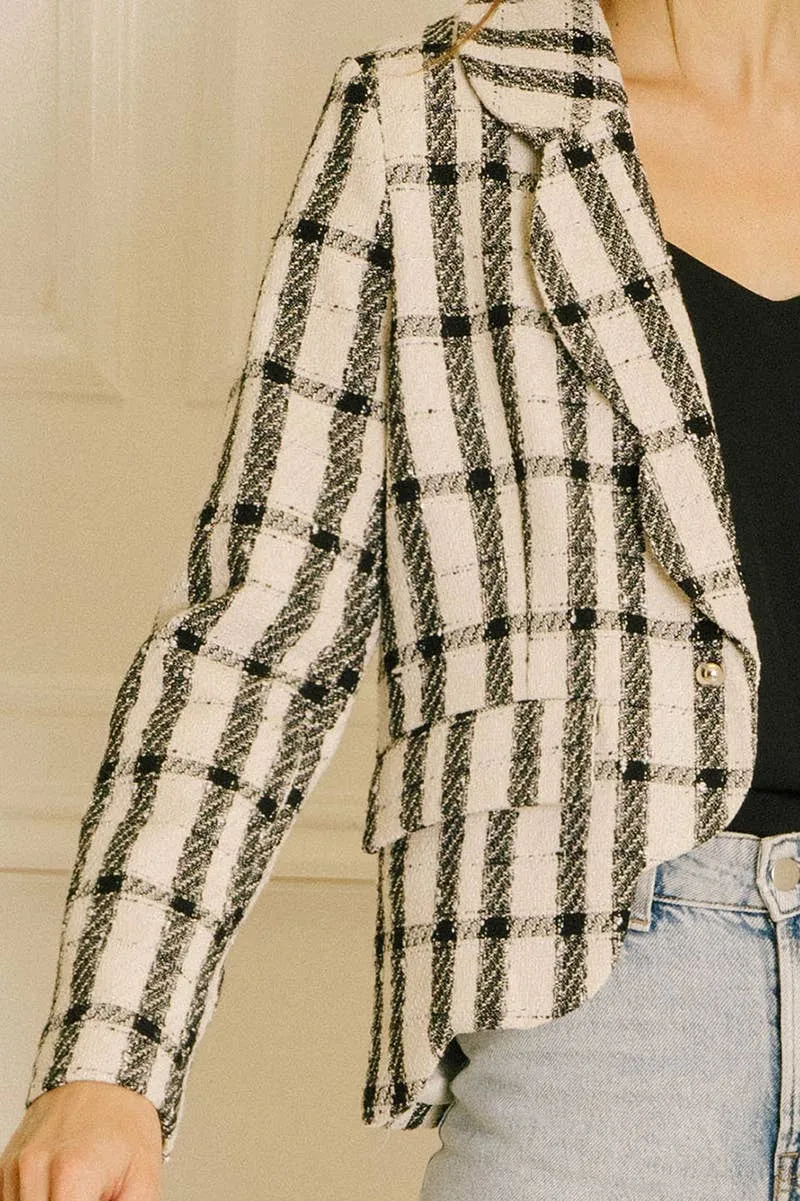 Plaid Open Blazer