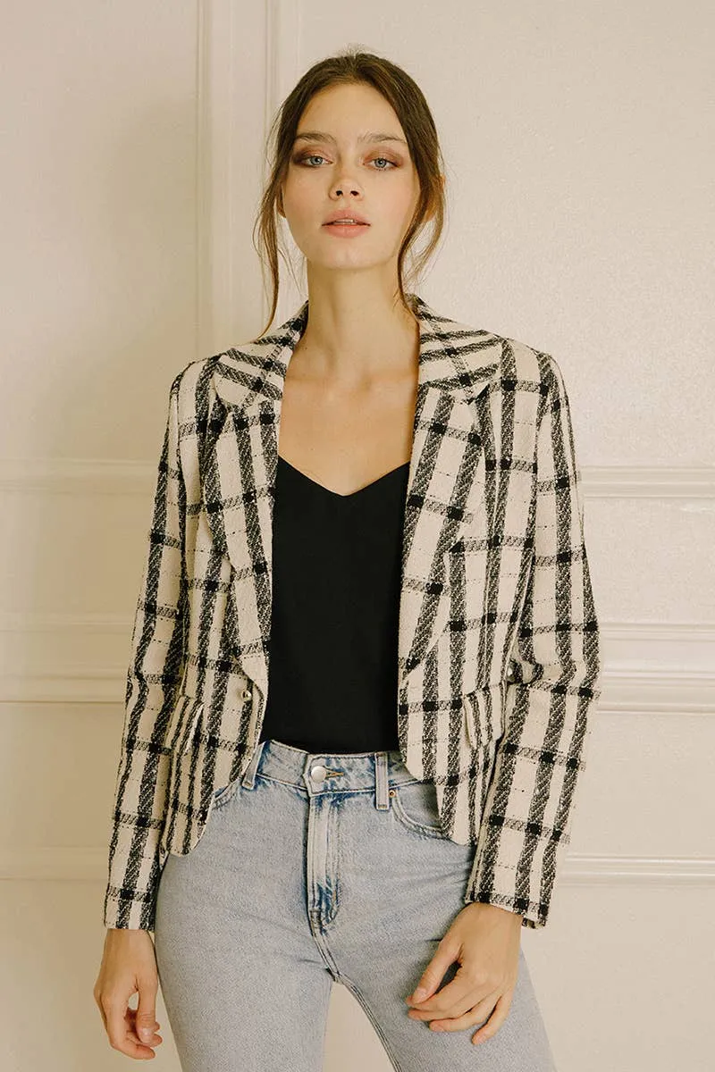 Plaid Open Blazer