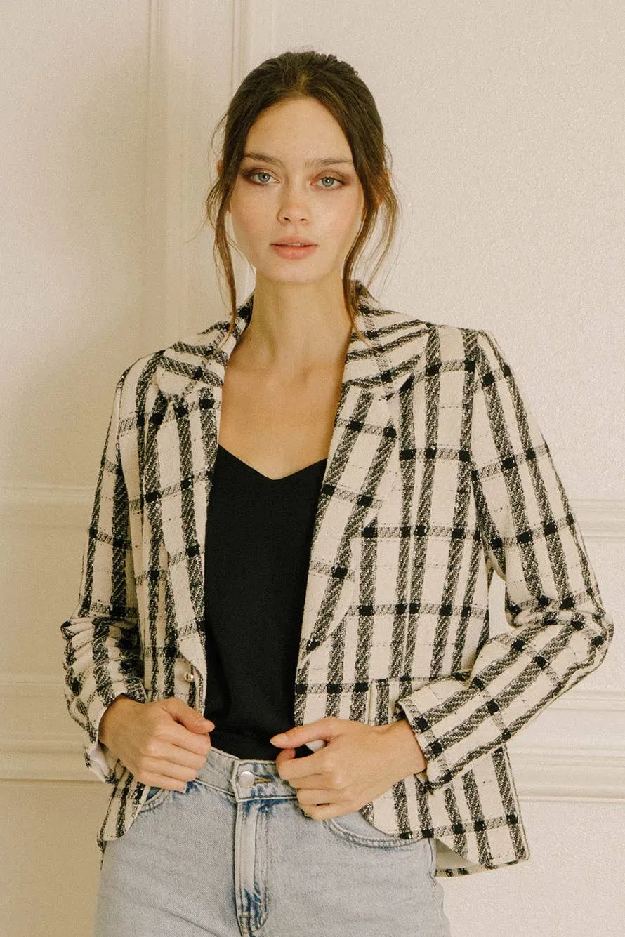 Plaid Open Blazer