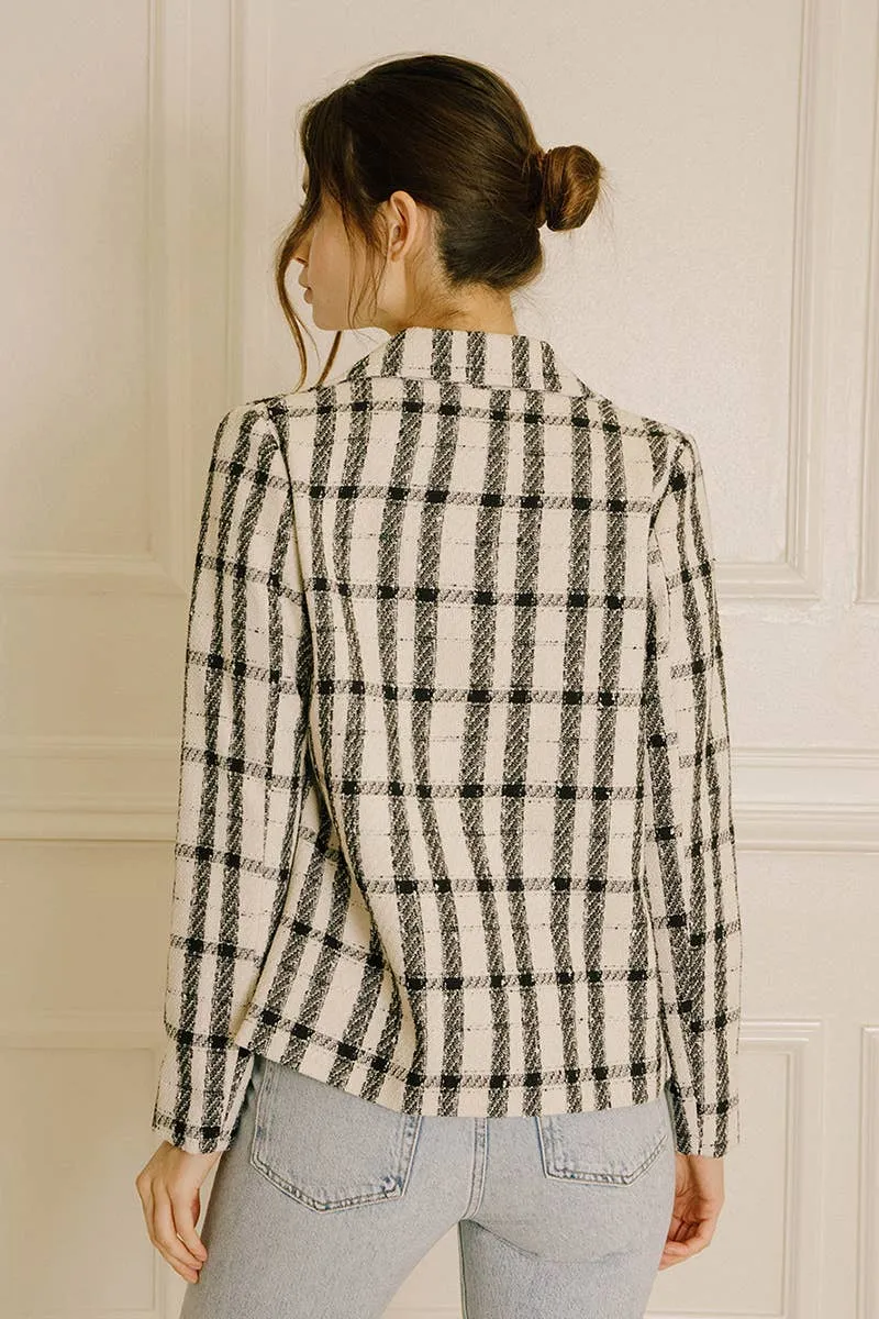 Plaid Open Blazer