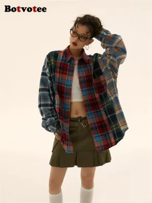 Plaid Retro Grunge Blouse