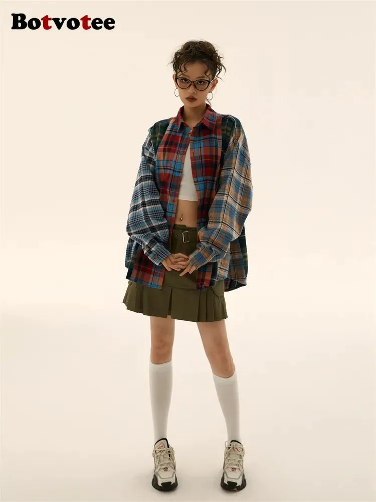 Plaid Retro Grunge Blouse