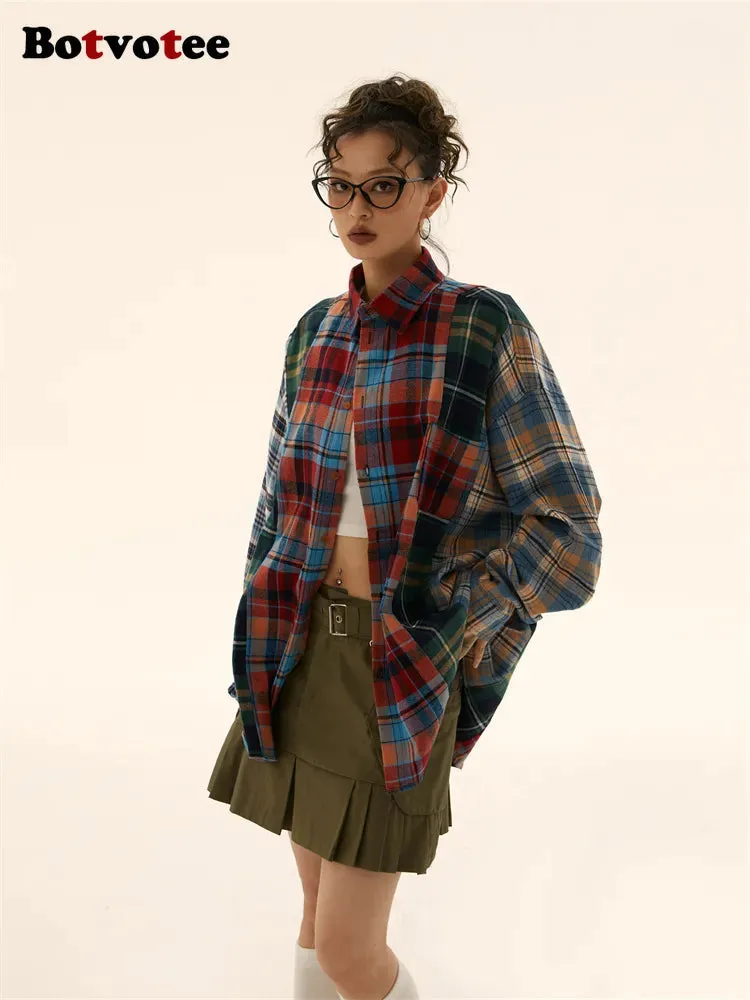Plaid Retro Grunge Blouse