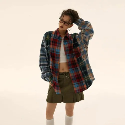 Plaid Retro Grunge Blouse