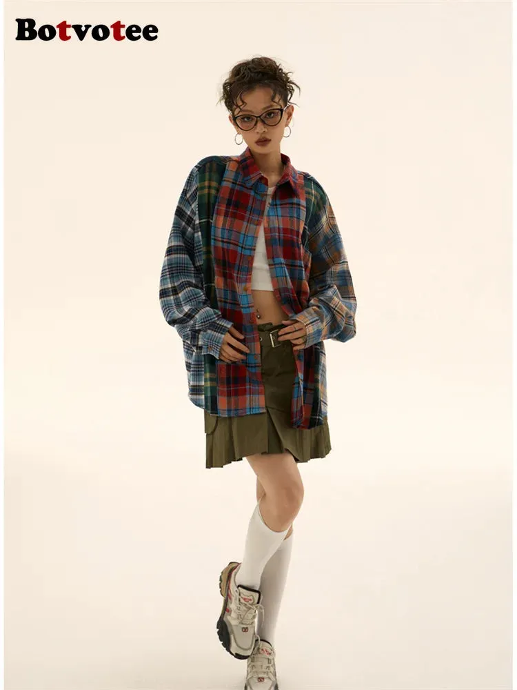 Plaid Retro Grunge Blouse