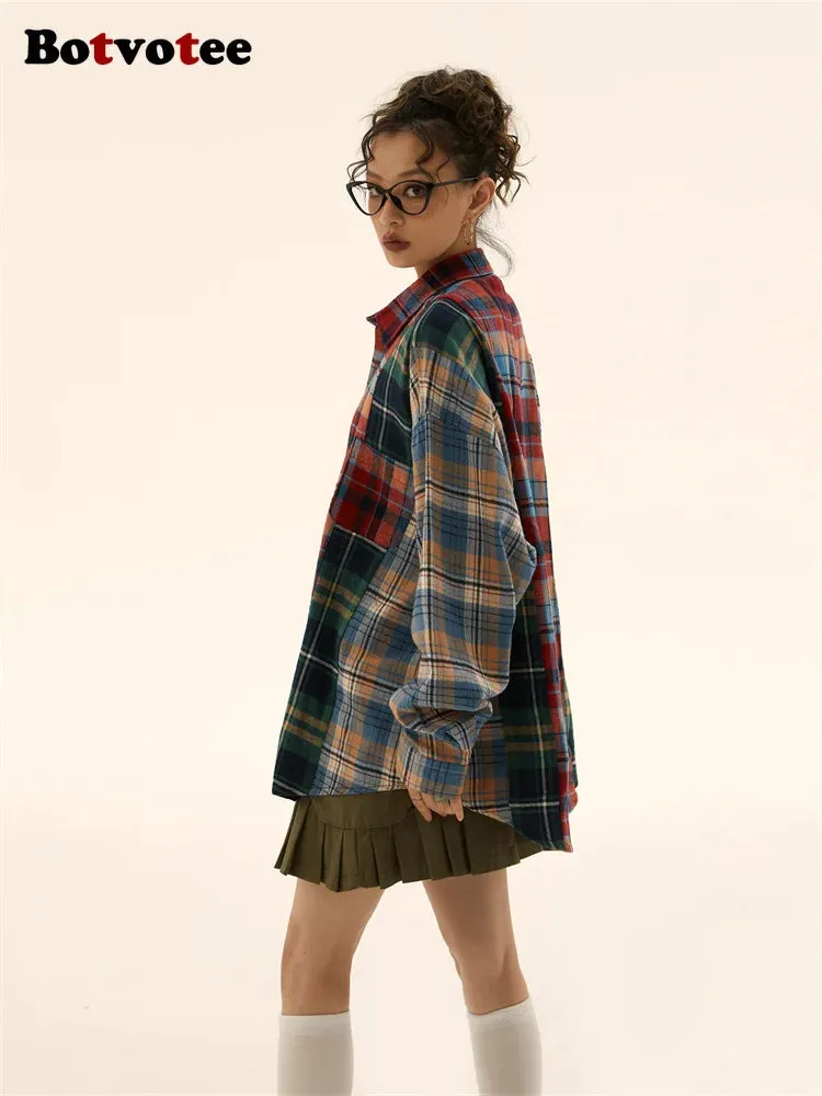 Plaid Retro Grunge Blouse